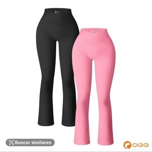 Women's Black and Pink Pants Set